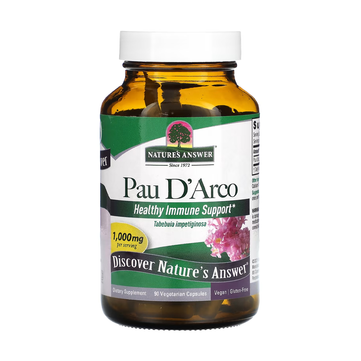 Кора мурашиного дерева Nature's Answer Pau D'Arco 1000 мг, 90 вегетаріанських капсул